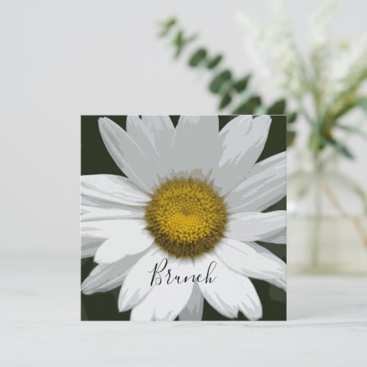 Witte Margriet Bloem Post-Huwelijks Brunch Kaart (Staand voorkant)