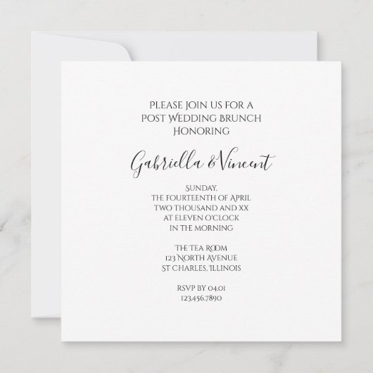 Witte Margriet Bloem Post-Huwelijks Brunch Kaart (Achterkant)