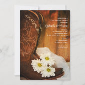 Witte margriet cowboylaarzen na bruiloftsbrunch kaart (Voorkant)