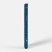 witte margriet op blauwe baksteen iPhone hoesje (Rechterkant)