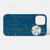 witte margriet op blauwe baksteen iPhone hoesje (Achterkant horizontaal)