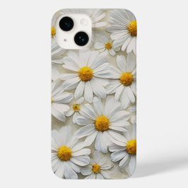 Witte margrieten over noodlijdend papier Case-Mate iPhone 14 hoesje