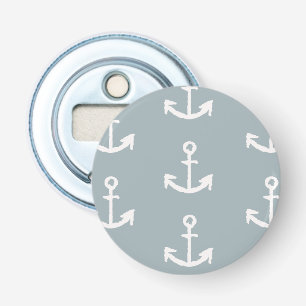 Witte Marine Anker Oceaan Liefhebber Zeiler Kapite Button Flesopener