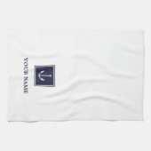 Witte Marine Blauw Anker Gepersonaliseerde Keuken Theedoek (Horizontaal)