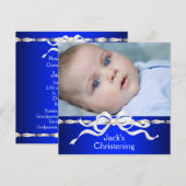 Witte Marine Blauwe Baby Boy Fotodoop Kaart (Voorkant / Achterkant)