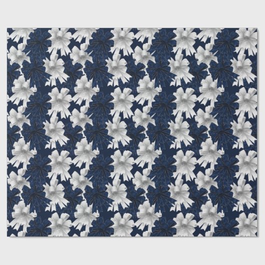 Witte Marine Blauwe Bogen Vakantie Cadeaupapier (Vlak)