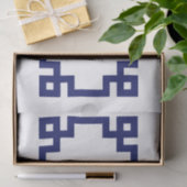 Witte Marine Blauwe Cirkel Monogram Griekse Sleute Tissuepapier (Geschenk)