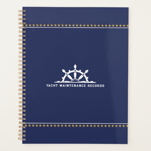 Witte Marine Blauwe Nautische Boot Wiel Gouden Ste Planner (Voorkant)