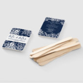 Witte Marine Illustratieve Bloemen Trouwprogramma Handwaaier (Niet-gemonteerd)