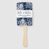 Witte Marine Illustratieve Bloemen Trouwprogramma Handwaaier (Voorkant)