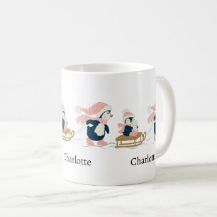 Witte marine minimalistische schattige pinguïn vro koffiemok