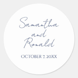 Witte Marine Moderne Minimalistische Kalligrafie T Ronde Sticker