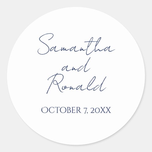 Witte Marine Moderne Minimalistische Kalligrafie T Ronde Sticker (Voorkant)