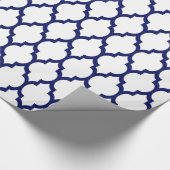 Witte marine XL Moroccan Quatrefoil #4 Cadeaupapier (Hoek)