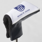 Witte Marine Zwart Cirkel Monogram Lettertype DIY  Golfheadcover (3/4 voorkant)