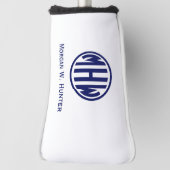Witte Marine Zwart Cirkel Monogram Lettertype DIY  Golfheadcover (Draai 90)