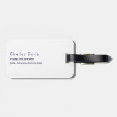 Witte marineblauwe naam initialen minimalistisch m bagagelabel (Achterkant horizontaal)