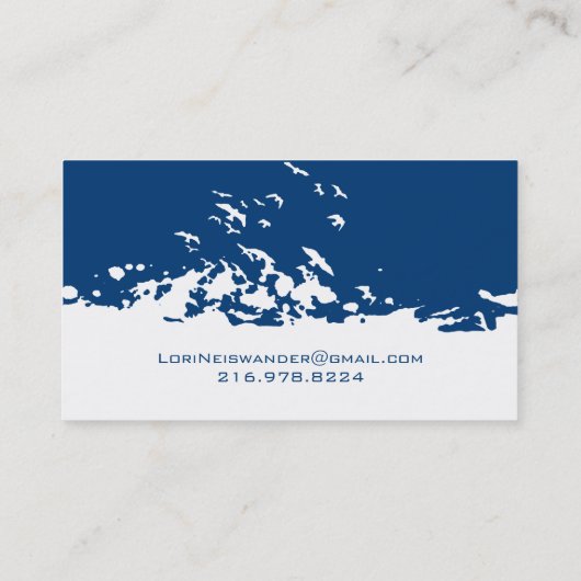 Witte marineblauwe vliegende vogels visitekaartje (Achterkant)