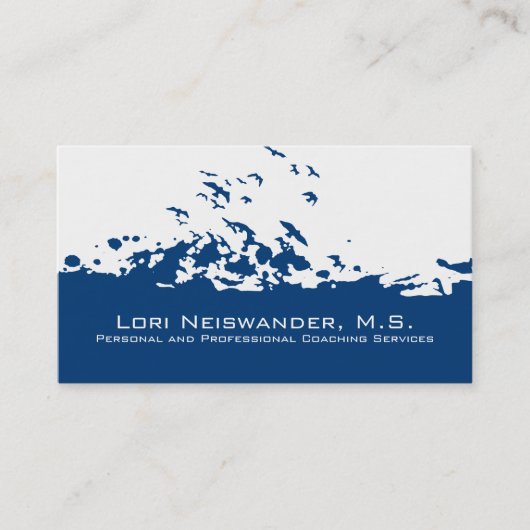 Witte marineblauwe vliegende vogels visitekaartje (Voorkant)