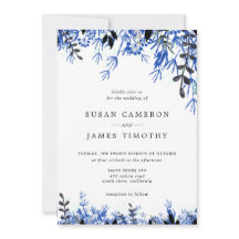 Witte marineblauwe Waterverf winterbruiloft