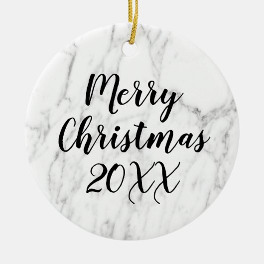 Witte marmer, aangepaste kerstboom keramisch ornament (Voorkant)