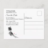 Witte marmer - Abstracte zwarte tulp bespaart de d Aankondigingskaart (Achterkant)