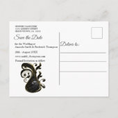 Witte marmer - Abstracte zwarte tulp bespaart de d Aankondigingskaart (Achterkant)