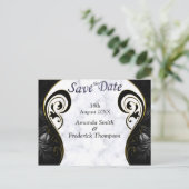 Witte marmer - Abstracte zwarte tulp bespaart de d Aankondigingskaart (Staand voorkant)