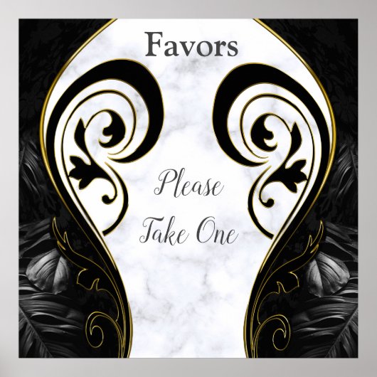 Witte marmer - Abstracte zwartwitkleuren Poster (Voorkant)