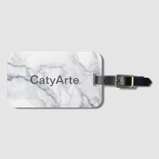 Witte marmer bagagelabel (Voorkant (horizontaal))