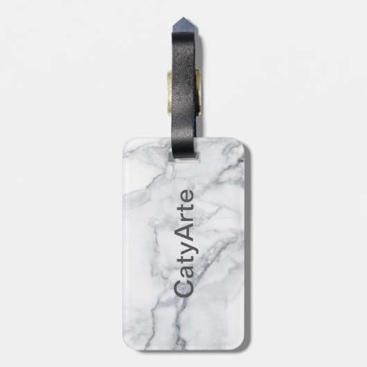 Witte marmer bagagelabel (Achterkant verticaal)