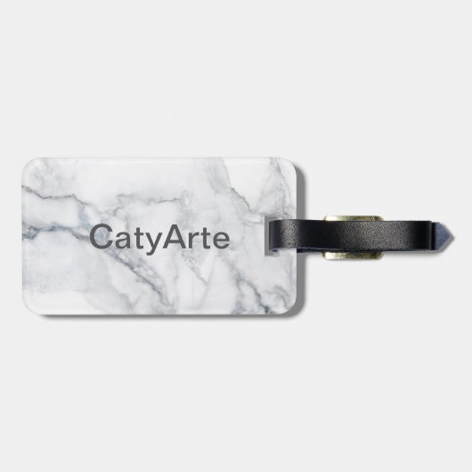Witte marmer bagagelabel (Achterkant horizontaal)