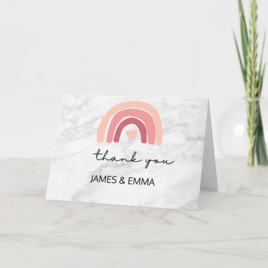 Witte Marmer Blush regenboog Bedankkaart (Voorkant)