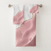 Witte marmer Blush roze roze glitter Bad Handdoek (Insitu)