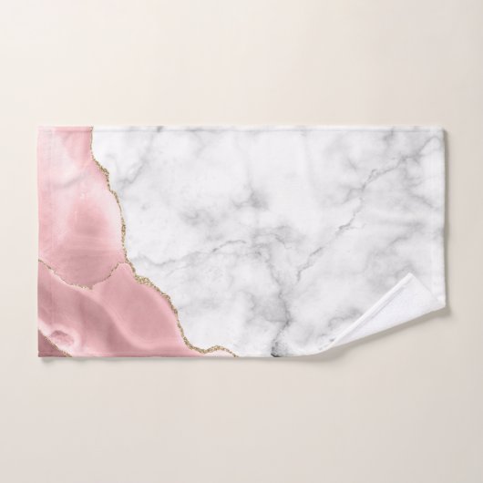 Witte marmer Blush roze roze glitter Handdoek (Handdoek)