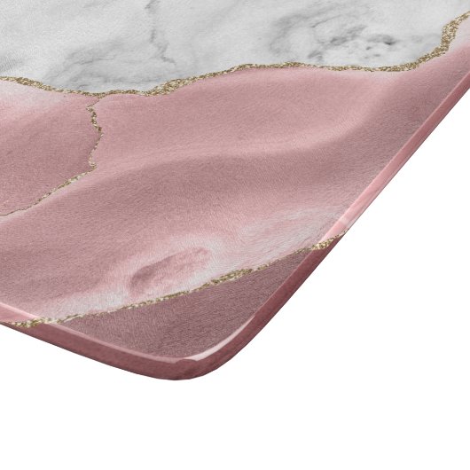 Witte marmer Blush roze roze glitter Snijplank (Hoek)