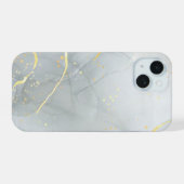 Witte marmer chique glitters iPhone 15 case (Achterkant horizontaal)