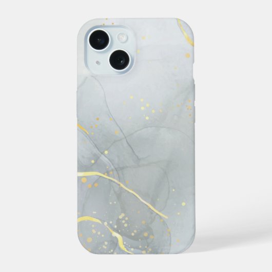 Witte marmer chique glitters iPhone 15 case (Achterkant)
