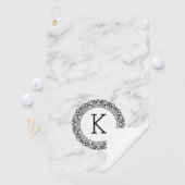 Witte marmer  Cirkel & Monogram Golfhanddoek (Insitu)