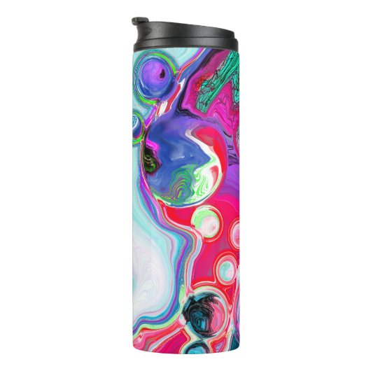 Witte marmer Colorful Fluid Art Thermosbeker (Geroteerd rechts)