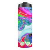 Witte marmer Colorful Fluid Art Thermosbeker (Voorkant)