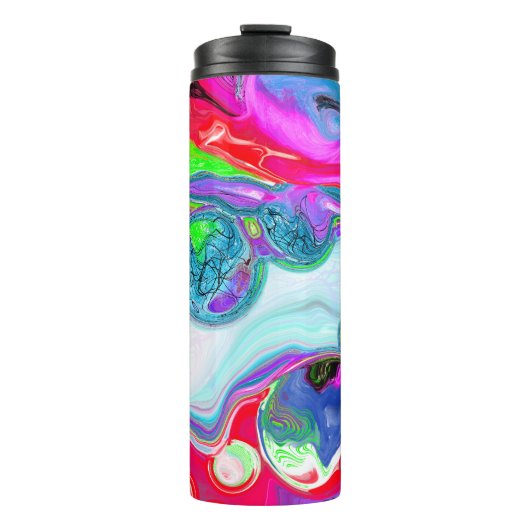 Witte marmer Colorful Fluid Art Thermosbeker (Voorkant)