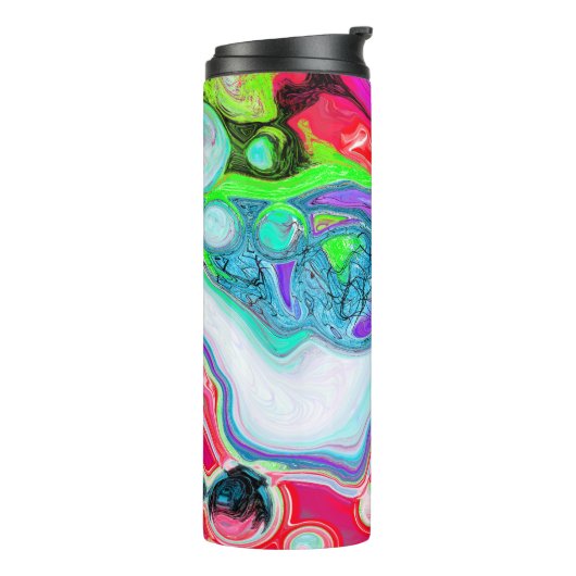 Witte marmer Colorful Fluid Art Thermosbeker (Gedraaid links)