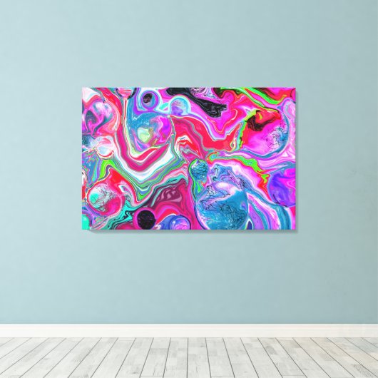 Witte marmer Colorful Marble Art Canvas Afdruk (Insitu (Houten vloer))