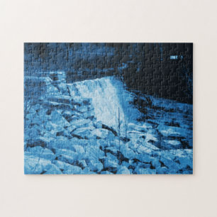 Witte marmer-dam in blauwe fantastische kunst legpuzzel