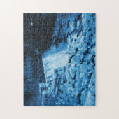 Witte marmer-dam in blauwe fantastische kunst legpuzzel (Verticaal)