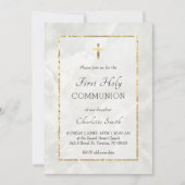Witte marmer eerste communie uitnodiging (Voorkant)
