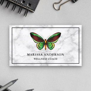 Witte marmer Elegant Green Butterfly Visitekaartje
