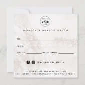 Witte marmer Elegant Modern Beauty Salon Voeg Logo (Achterkant)