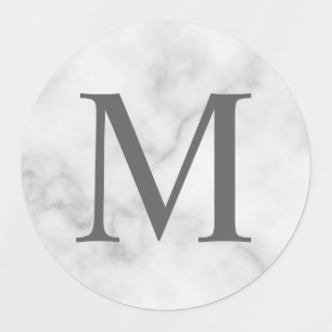 Witte marmer Elegant Monogram Labels